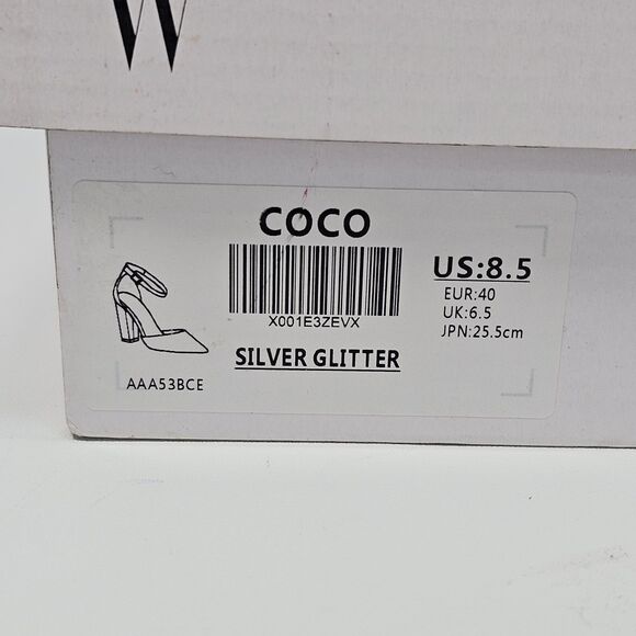 Dream Pairs COCO Silver Glitter Pointed Toe Block Heel Ankle Strap Pumps 8.5 - Picture 9 of 9